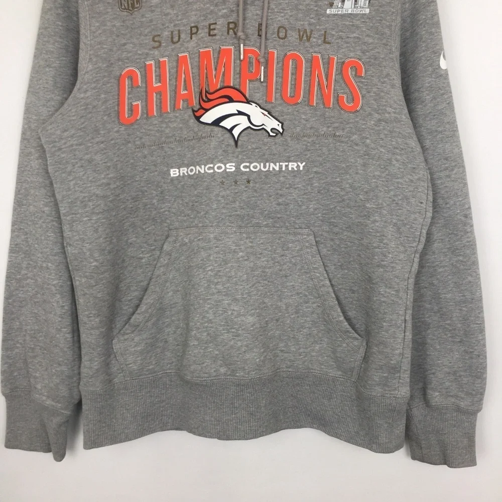 Nike NFL Denver Broncos Super Bowl 50 “Champions” Hoodie Sweatshirt Gray Men’s S
